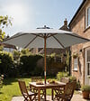 OUTSUNNY - Parasol droit hexagonal de jardin grande taille dim. Ø 2,5 x 2,3H m bambou polyester gris - vignette