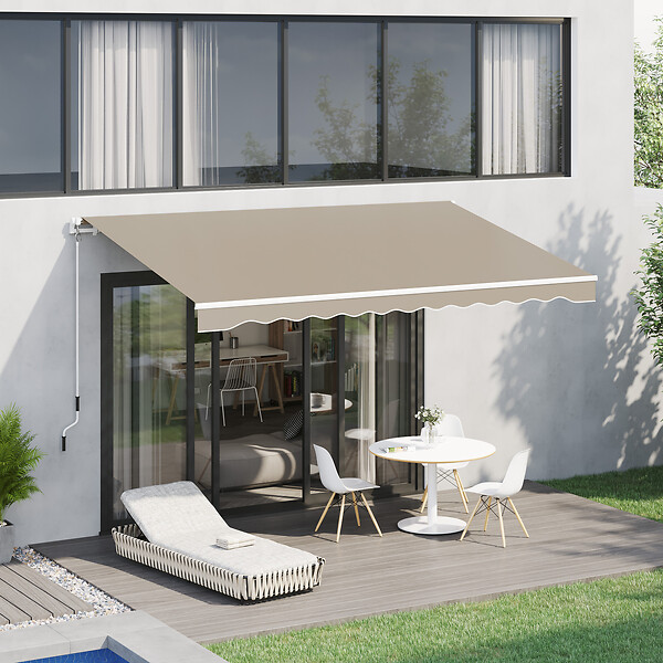 OUTSUNNY - Store banne manuel rétractable alu. polyester imperméabilisé haute densité 4 x 2,5 m beige - large