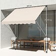 OUTSUNNY - Store banne manuel rétractable 3L x 1,5l m inclinaison et hauteur réglable installation rapide métal alu polyester anti-UV beige - vignette