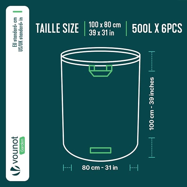 VOUNOT - Sac de jardin 500L Lot de 6 sacs Extra Large - large