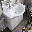 KIAMAMI VALENTINA - Meuble De Salle De Bains Au Sol 75Cm Chêne Blanc Effet Bois Avec Miroir Et Lampe | Rimini - vignette