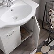 KIAMAMI VALENTINA - Meuble De Salle De Bains Au Sol 75Cm Chêne Blanc Effet Bois Avec Miroir Et Lampe | Rimini - vignette