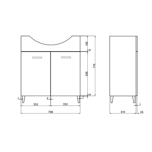 KIAMAMI VALENTINA - Meuble De Salle De Bains Au Sol 75Cm Chêne Blanc Effet Bois Avec Miroir Et Lampe | Rimini - large