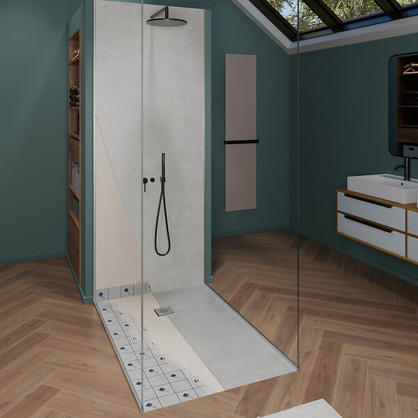 U-TILE - Receveur de douche à carreler 185 x 90 cm siphon centré - large
