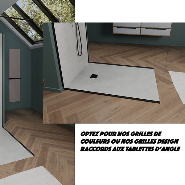 U-TILE - Receveur à carreler U-Tile grille carrée centrée - large