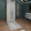U-TILE - Receveur à carreler U-Tile mono pente et grille caniveau inox excentrée - vignette