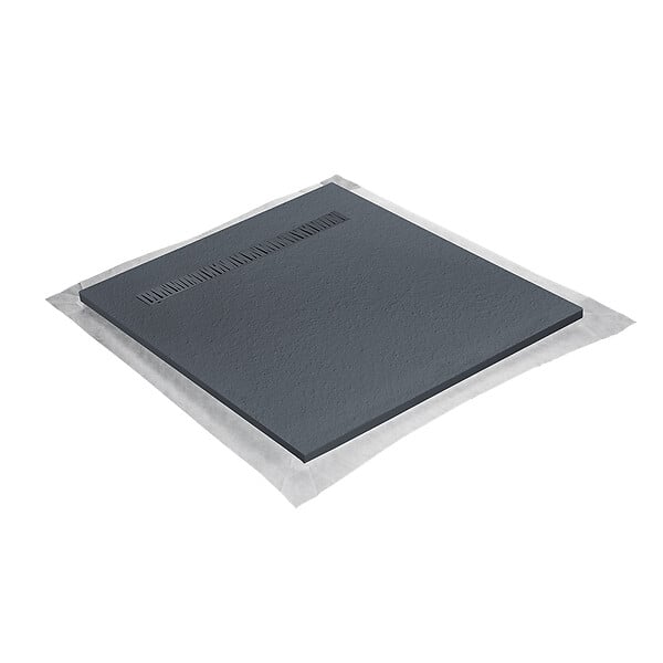 U-TILE - Receveur résine 120 x 120 cm gris granit effet granit - grille caniveau excentrée - large