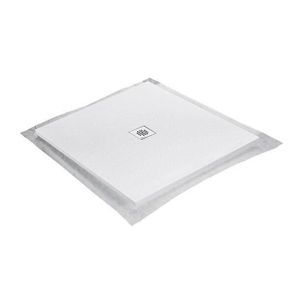 U-TILE - Receveur résine 100 x 100 cm blanc effet granit - grille carrée centrée - large
