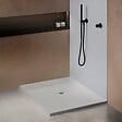 U-TILE - Receveur résine 120 x 120 cm blanc effet granit - grille carrée centrée - vignette