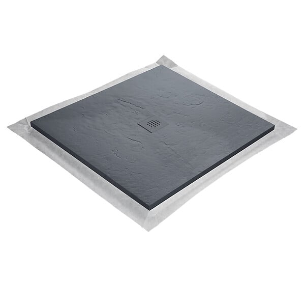 U-TILE - Receveur résine 70 x 70 cm gris ardoise effet ardoise - grille carrée centrée - large