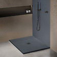 U-TILE - Receveur résine 70 x 70 cm gris ardoise effet ardoise - grille carrée centrée - vignette