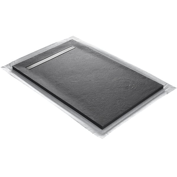 U-TILE - Receveur pierre naturelle rocher de mer 120 x 90 cm - grille caniveau acier excentrée - large