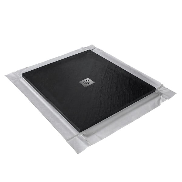 U-TILE - Receveur pierre naturelle graphite noir 100 x 100 cm - grille carrée centrée - large