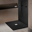 U-TILE - Receveur pierre naturelle graphite noir 100 x 100 cm - grille carrée centrée - vignette