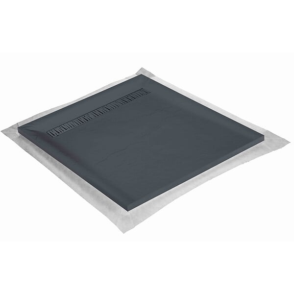U-TILE - Receveur résine 100 x 100 cm gris ardoise effet ardoise - grille caniveau excentrée - large