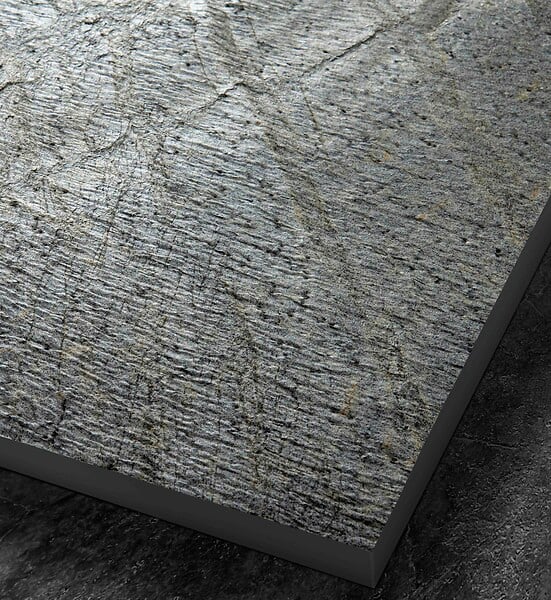 U-TILE - Receveur pierre naturelle ardoise claire 100 x 80 cm - grille carrée acier excentrée - large