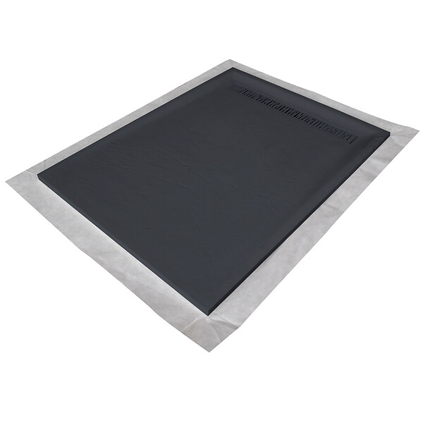 U-TILE - Receveur résine 140 x 80 cm gris ardoise effet ardoise - grille caniveau excentrée - large