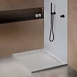 U-TILE - Receveur résine 100 x 100 cm blanc effet granit - grille caniveau excentrée - vignette