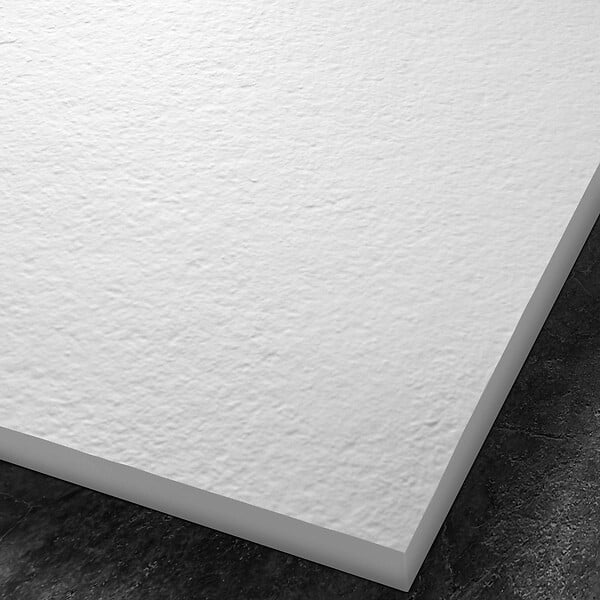 U-TILE - Receveur résine 100 x 100 cm blanc effet granit - grille caniveau excentrée - large