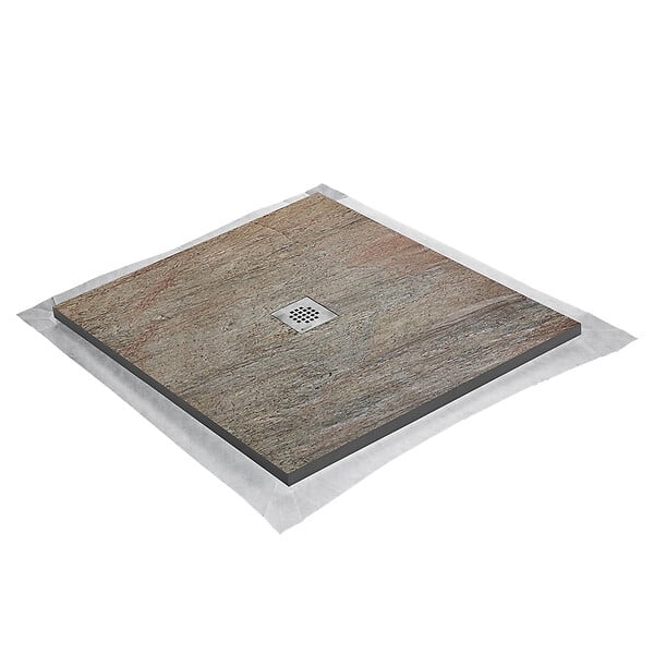 U-TILE - Receveur pierre naturelle cuivre 70 x 70 cm - grille carrée centrée - large