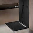 MARMOX - Receveur pierre naturelle graphite noir U-Tile grille caniveau excentrée - vignette