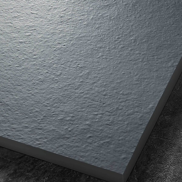 U-TILE - Receveur résine 120 x 120 cm gris granit effet granit - grille carrée centrée - large