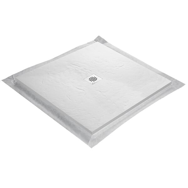 U-TILE - Receveur résine 70 x 70 cm blanc effet ardoise - grille carrée centrée - large