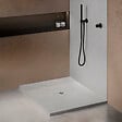 U-TILE - Receveur résine 70 x 70 cm blanc effet ardoise - grille carrée centrée - vignette
