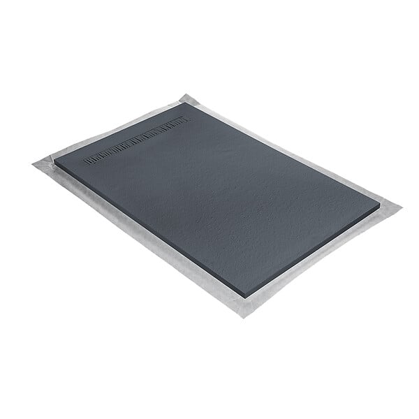 U-TILE - Receveur résine 160 x 90 cm gris granit effet granit - grille caniveau excentrée - large