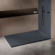 U-TILE - Receveur résine 160 x 90 cm gris granit effet granit - grille caniveau excentrée - vignette