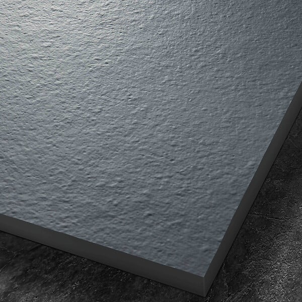 U-TILE - Receveur résine 160 x 90 cm gris granit effet granit - grille caniveau excentrée - large