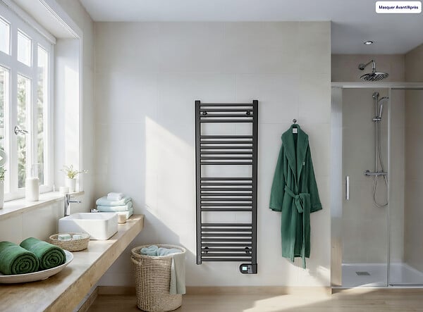 NOIROT - Sèche-serviettes électrique inertie fluide Flobain 2 - Noir - 750W - large