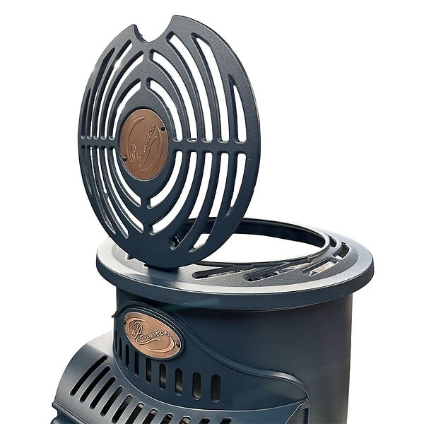 SAHARA - Poêle à gaz 3,4KW Fonte Véritable – Chauffage d'appoint Design Bleu Saphir Mat - Effet feu de bois, sur roues Provence Sahara - large