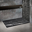 MARMOX - Receveur résine U-Tile imitation marbre noir - grille caniveau excentrée - vignette