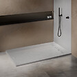 MARMOX - Receveur résine U-Tile blanc imitation ardoise - grille caniveau excentrée - vignette