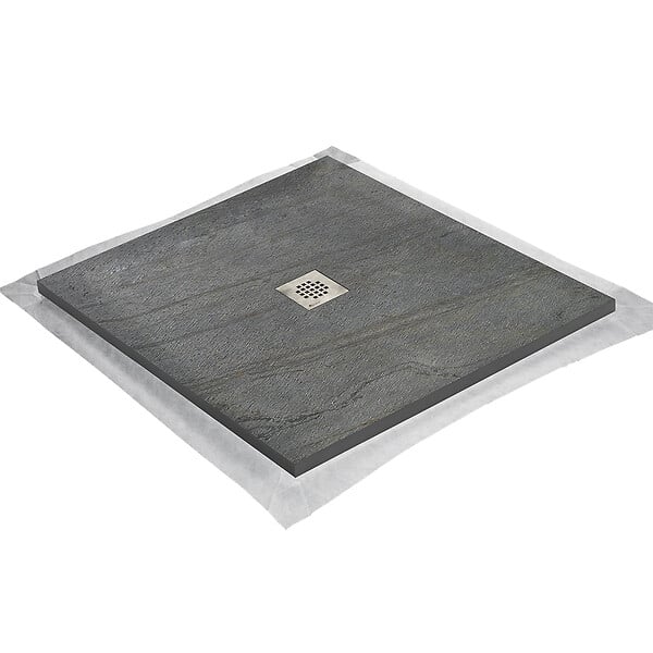 MARMOX - Receveur pierre naturelle ardoise claire U-Tile grille carrée centrée - large