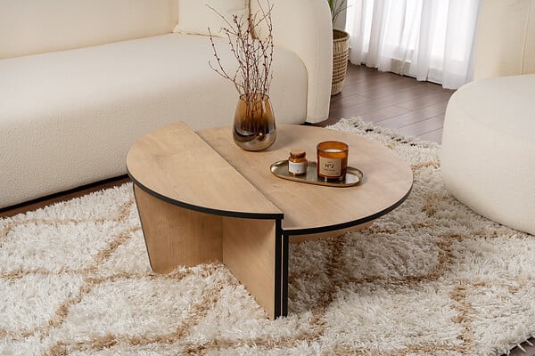 HABITAT ET JARDIN - Table basse en bois "Orion" 90 x 60 x 30 cm - Chêne à miel - large