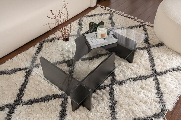 HABITAT ET JARDIN - Table basse en verre "Flavio" 105 x 65 x 30 cm - Bois Noir - large