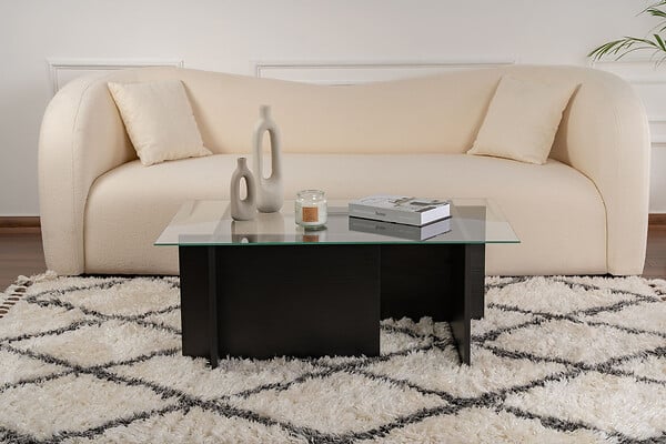 HABITAT ET JARDIN - Table basse en verre "Vetrino" 105 x 65 x 40 cm - Bois Noir - large