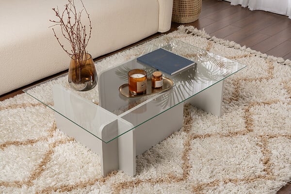 HABITAT ET JARDIN - Table basse en verre "Flavio" 105 x 65 x 30 cm - Gris - large