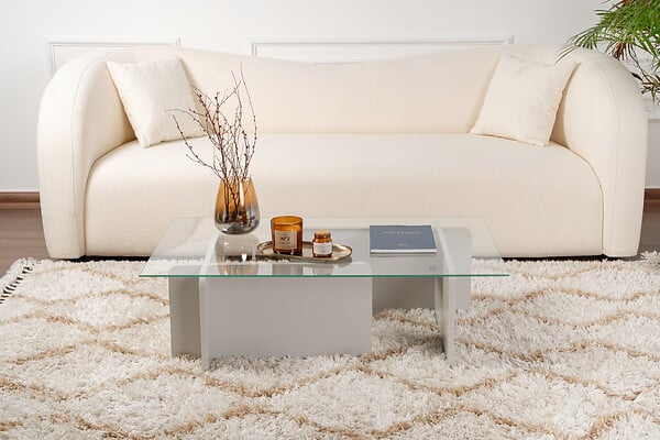 HABITAT ET JARDIN - Table basse en verre "Flavio" 105 x 65 x 30 cm - Gris - large