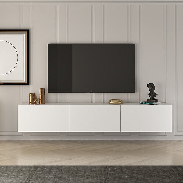 HABITAT ET JARDIN - Meuble TV en bois "West" 150 x 32 x 30 cm - Blanc - large