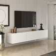 HABITAT ET JARDIN - Meuble TV en bois "West" 150 x 32 x 30 cm - Blanc - vignette
