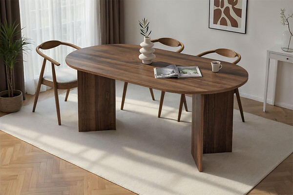 HABITAT ET JARDIN - Table à manger en bois "Sablin" 180 x 90 x 75 cm - Noyer - large