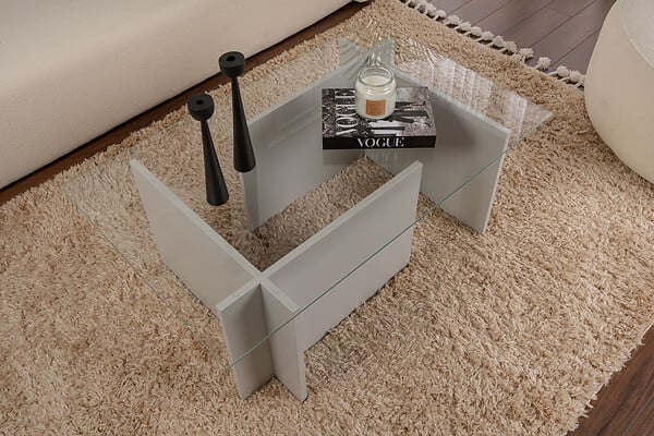HABITAT ET JARDIN - Table basse en verre "Vetrino" 105 x 65 x 40 cm - Gris - large