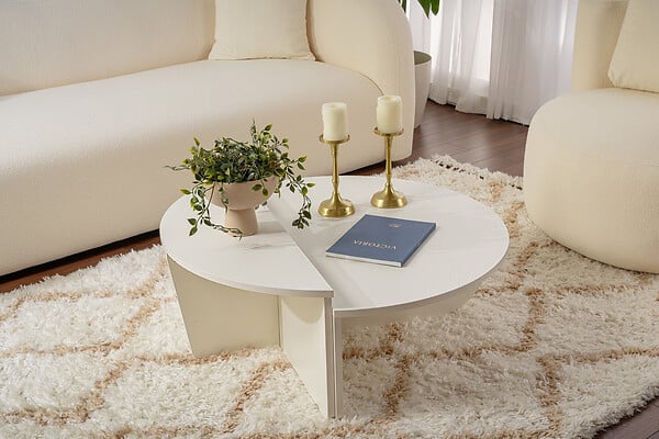 HABITAT ET JARDIN - Table basse en bois "Orion" 90 x 60 x 30 cm - Blanc de bois - large