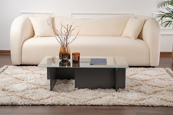 HABITAT ET JARDIN - Table basse en verre "Flavio" 105 x 65 x 30 cm - Anthracite - large