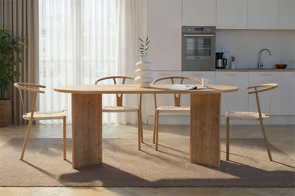 HABITAT ET JARDIN - Table à manger en bois "Sablin" 180 x 90 x 75 cm - Chêne saphir - large