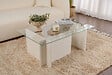 HABITAT ET JARDIN - Table basse en verre "Vetrino" 105 x 65 x 40 cm - Bois blanc - vignette