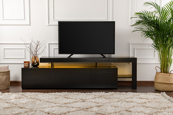 HABITAT ET JARDIN - Meuble TV en bois "Beliz" 192 x 37 x 53 cm - Bois Noir - large